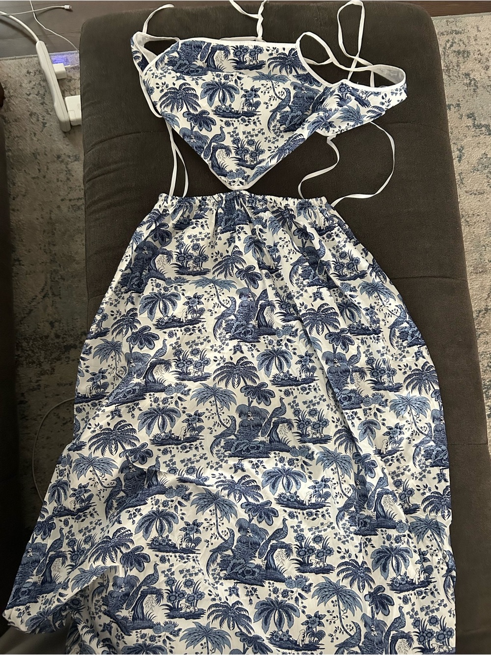 STAUD blue and white wrap dress - Picture 2 of 5